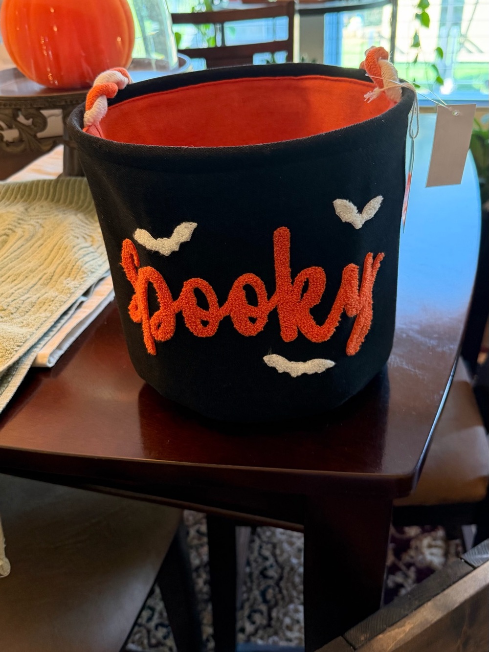 Spooky Halloween Treat Bucket - Orange and Black